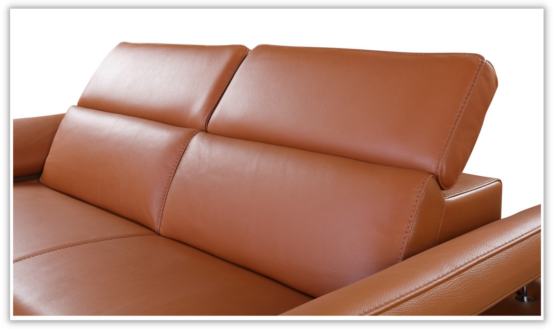 Mercer Stationary Leather Sofa With Adjustable Headrest