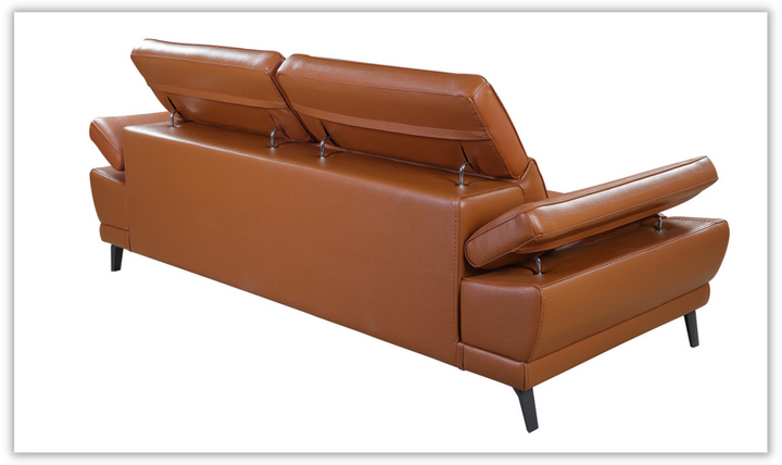 Mercer Stationary Leather Sofa With Adjustable Headrest