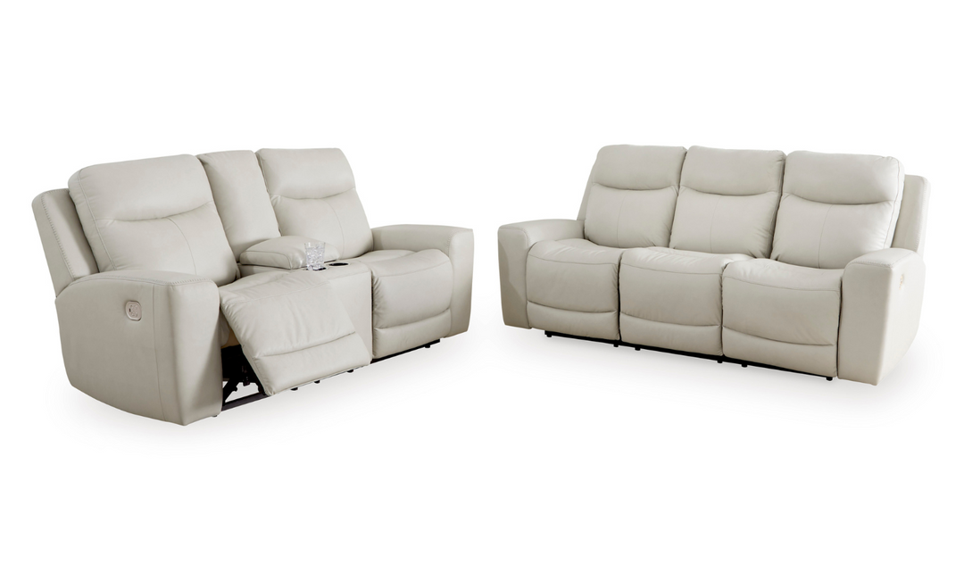 Mindanao Leather Power Recliner Living Room Set