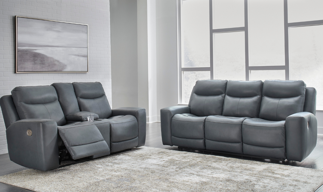 Mindanao Leather Power Recliner Living Room Set