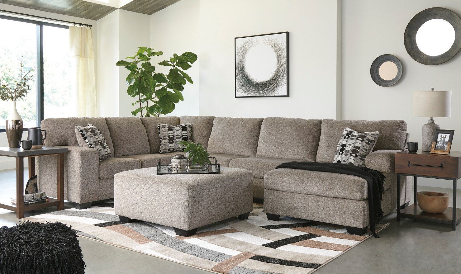 Modern Heritage Ballinasloe Fabric 3-Pieces U-Shaped Sectional Sofa-Jennifer Furniture