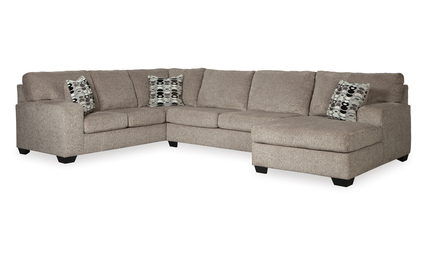 Modern Heritage Ballinasloe Fabric 3-Pieces U-Shaped Sectional Sofa-Jennifer Furniture