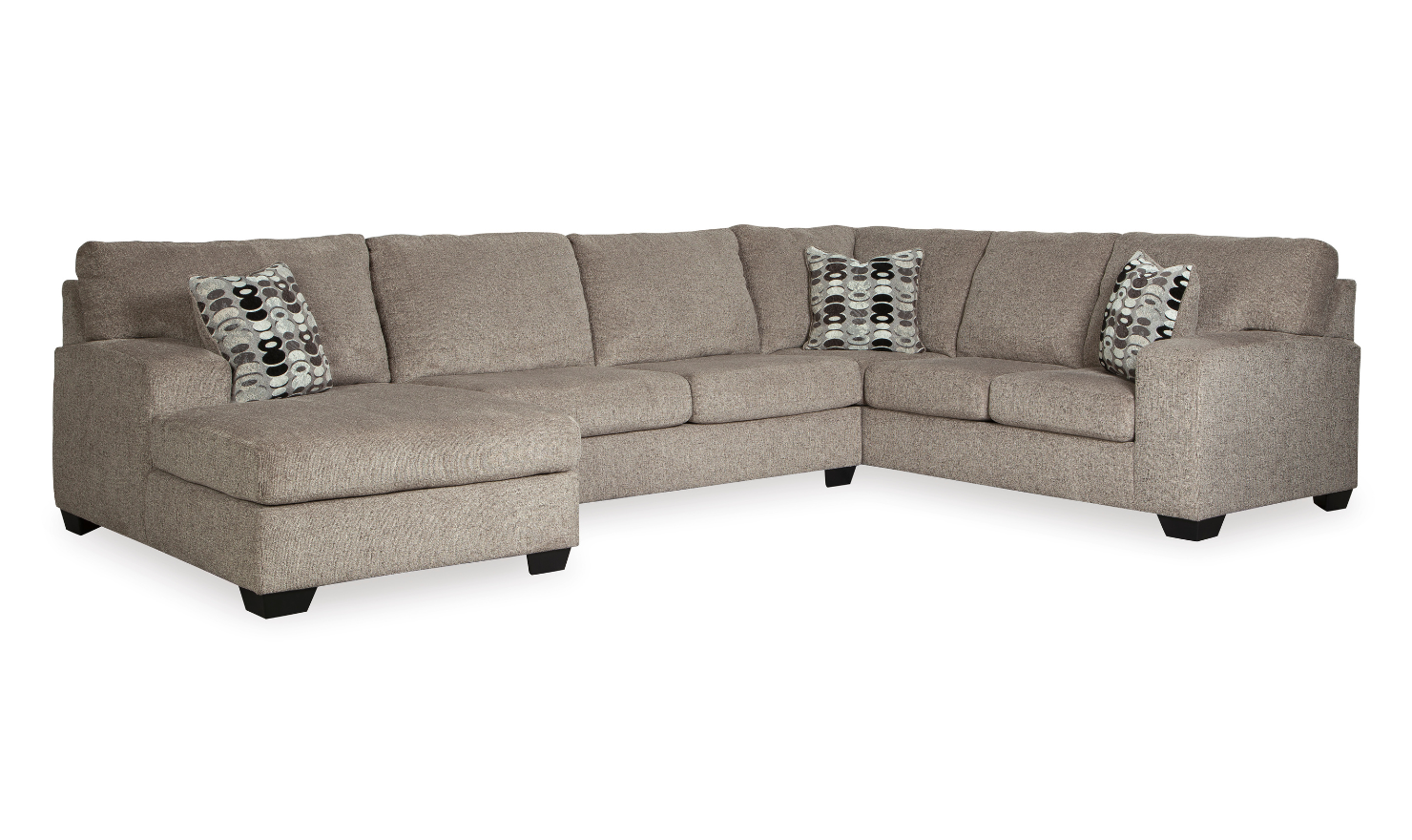 Modern Heritage Ballinasloe Fabric 3-Pieces U-Shaped Sectional Sofa-Jennifer Furniture