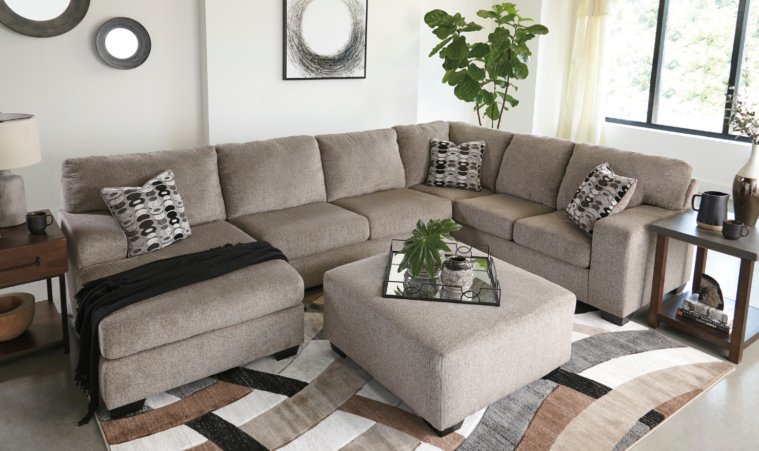 Modern Heritage Ballinasloe Fabric 3-Pieces U-Shaped Sectional Sofa-Jennifer Furniture