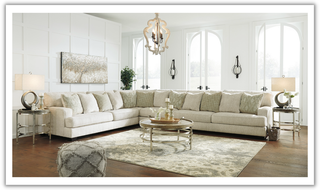 Modern Heritage Rawcliffe L-Shaped Parchment Fabric Sectional Sofa-Jennifer Furniture