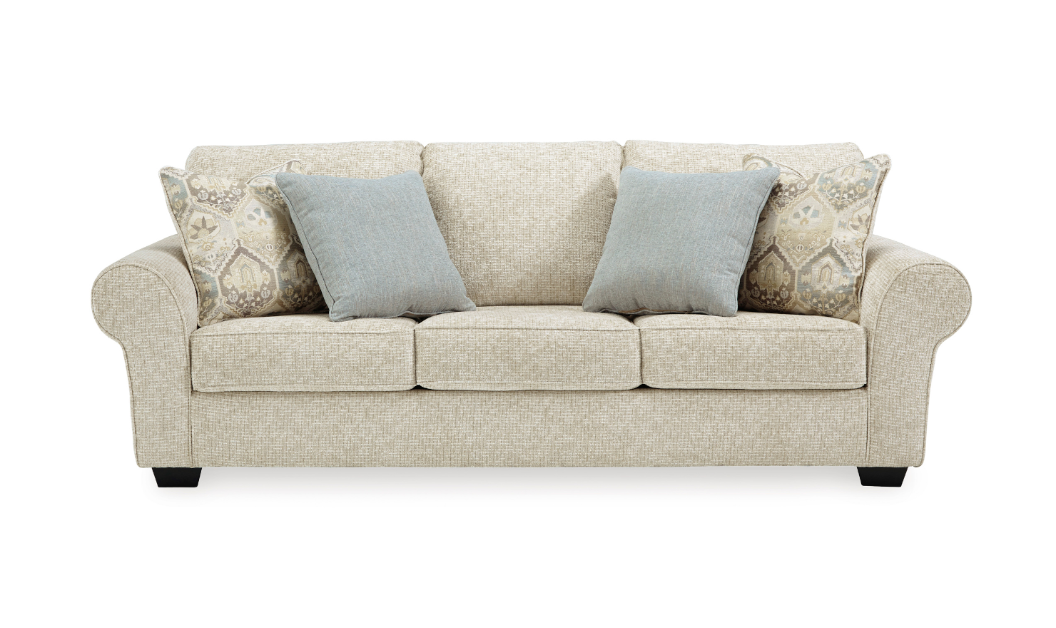 Ashley  Haisley 3-Seater Ivory Fabric Sofa with Rolled Arm