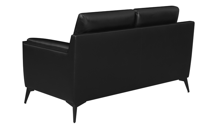 Coaster Furniture Moira Tufted Leather Cushion Arm Loveseat In Black-Jennifer Furniture