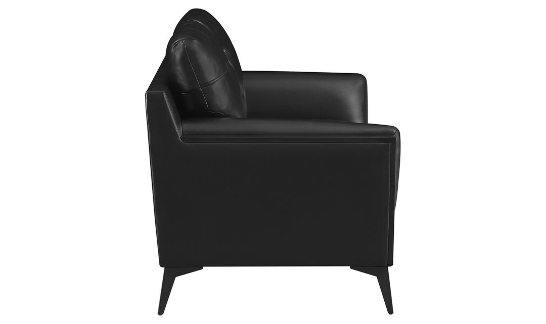 Coaster Furniture Moira Tufted Leather Cushion Arm Loveseat In Black-Jennifer Furniture