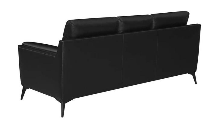 Coaster Furniture Moira 3-Seater Tufted Leather Sofa in Black