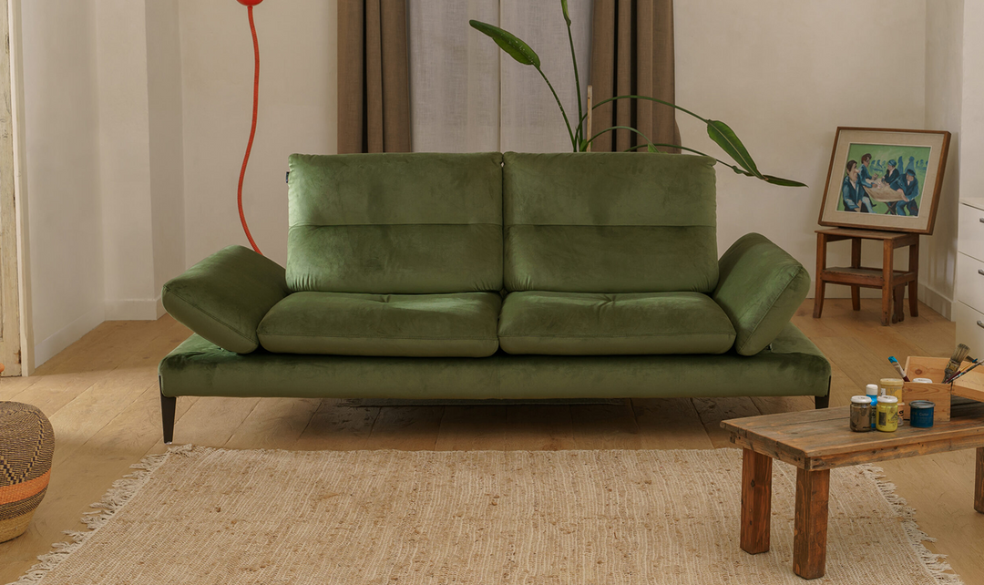 Nicoletti Italia Monnalisa 2-Seater Fabric Sofa With Tufted Seats in Green