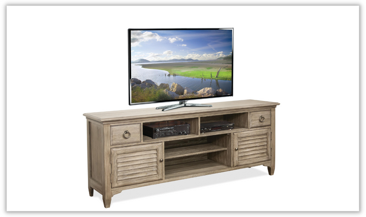 Riverside Myra 74-in Louver Tv Console in Walnut Wood Finish