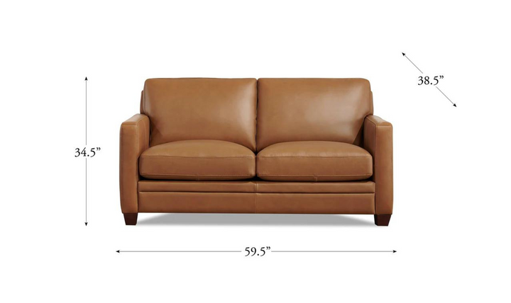 Naples 2-Seater Leather Loveseat With Track Arms-Jennifer Furniture