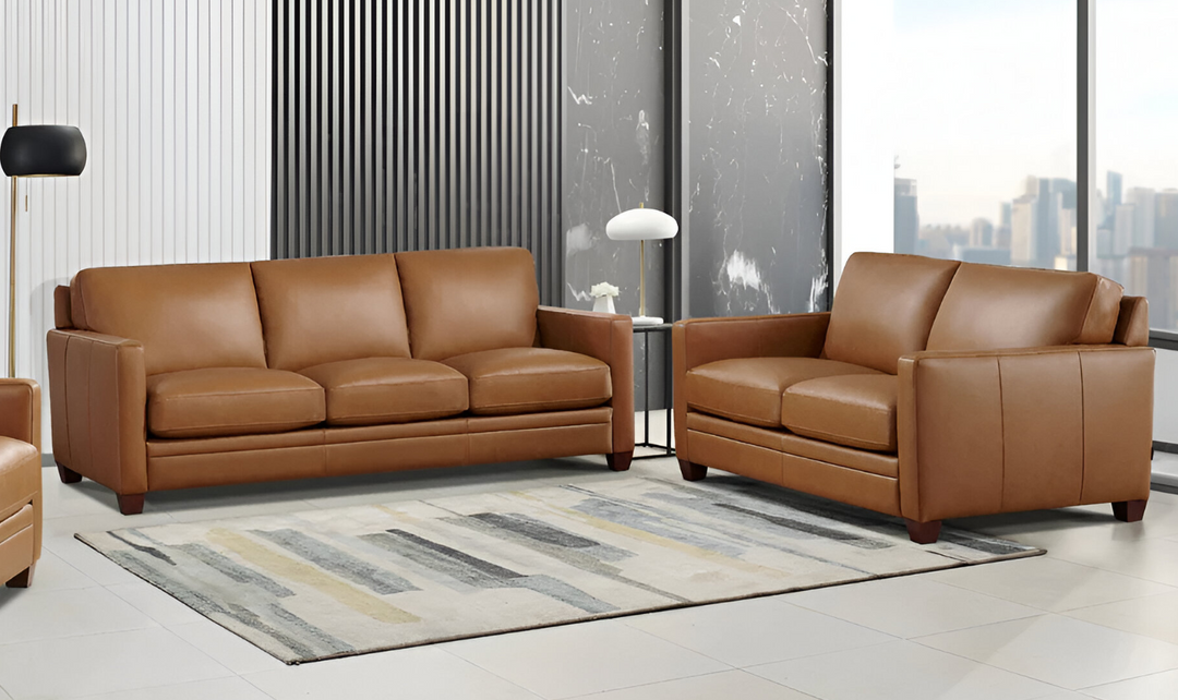 Naples 2-Seater Leather Loveseat With Track Arms-Jennifer Furniture