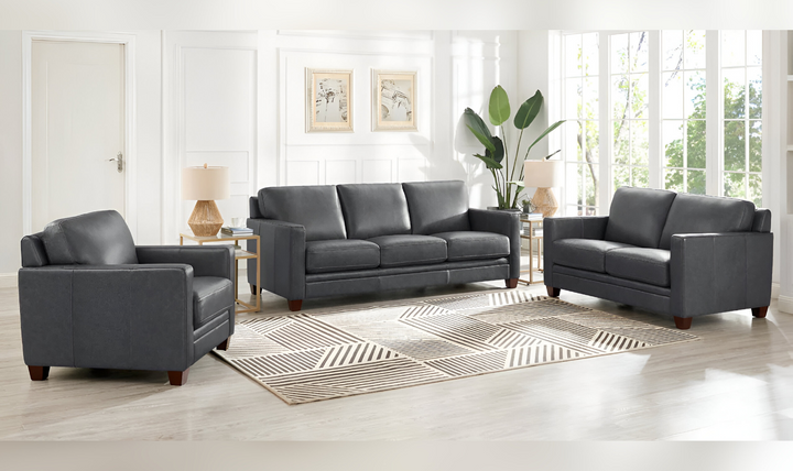 Naples 2-Seater Leather Loveseat With Track Arms-Jennifer Furniture