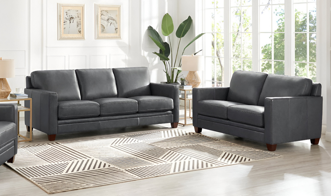 Naples 2-Seater Leather Loveseat With Track Arms-Jennifer Furniture