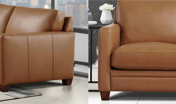 Naples 2-Seater Leather Loveseat With Track Arms-Jennifer Furniture