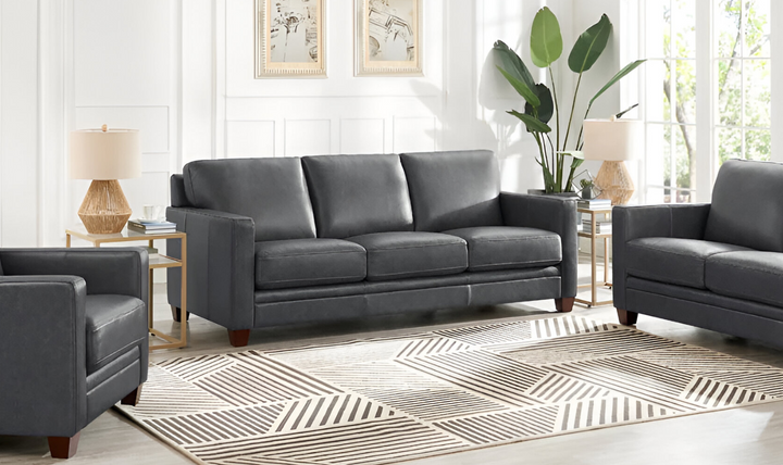 Naples 3-Seater Leather Sofa With Track Arms-Jennifer Furniture