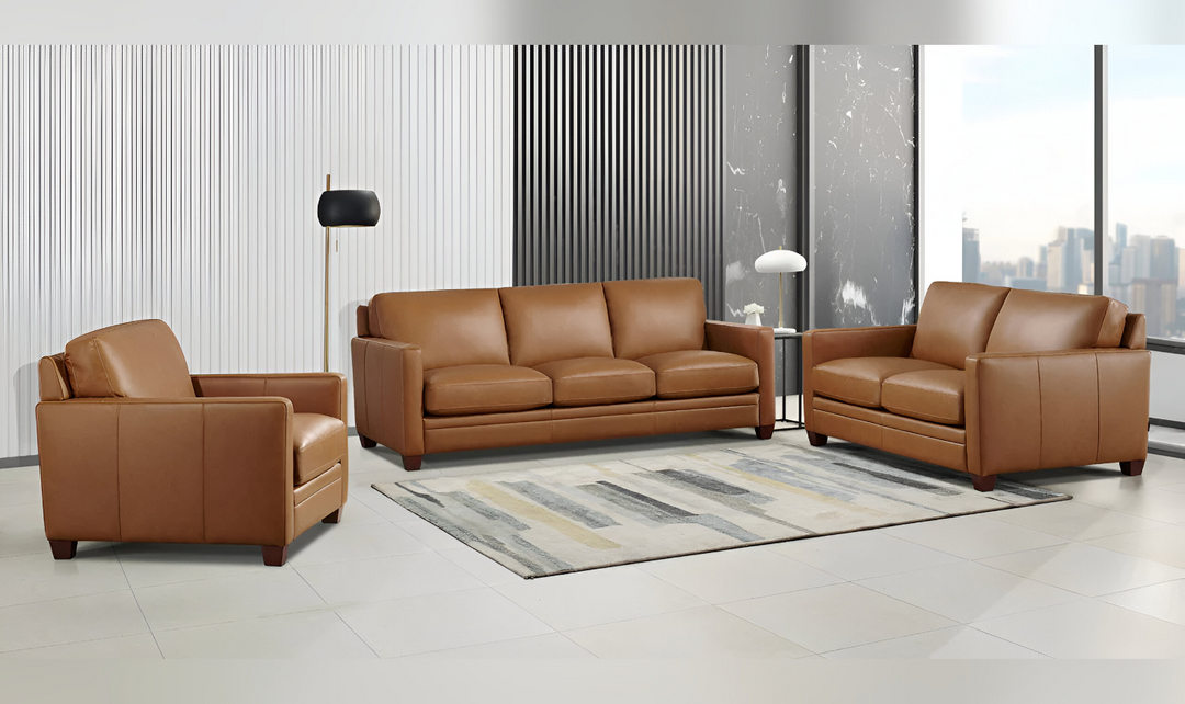 Naples 3-Seater Leather Sofa With Track Arms-Jennifer Furniture