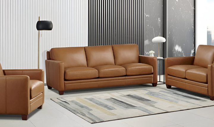 Naples 3-Seater Leather Sofa With Track Arms-Jennifer Furniture