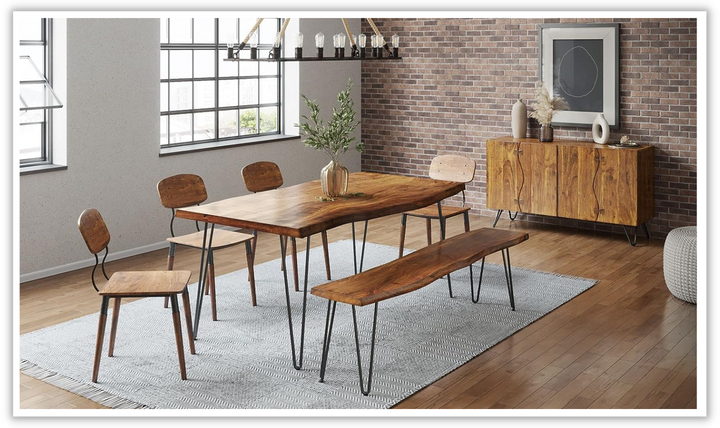 Jofran TimelessWood Edge 79" Modern Dining Table in Brown