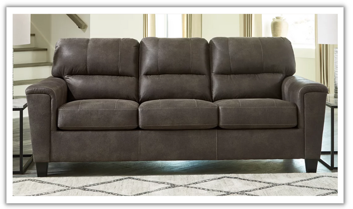 Ashley  Navi 3-Seater Faux Leather Sofa with Track Arms