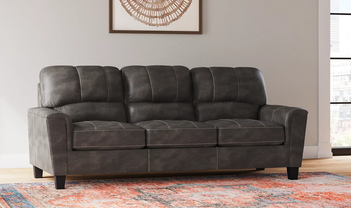 Ashley  Navi 3-Seater Faux Leather Sofa with Track Arms