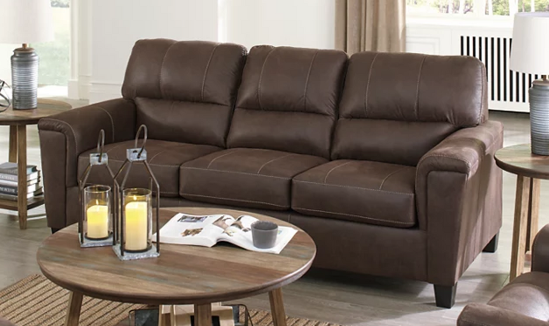 Ashley  Navi 3-Seater Faux Leather Sofa with Track Arms