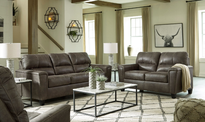 Ashley  Navi 3-Seater Faux Leather Sofa with Track Arms