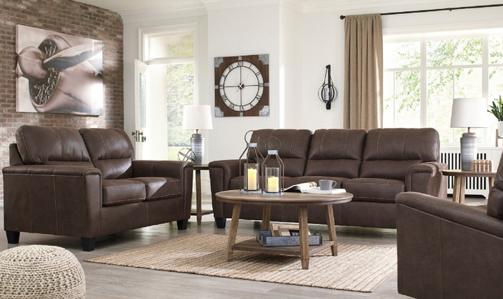 Ashley  Navi 3-Seater Faux Leather Sofa with Track Arms