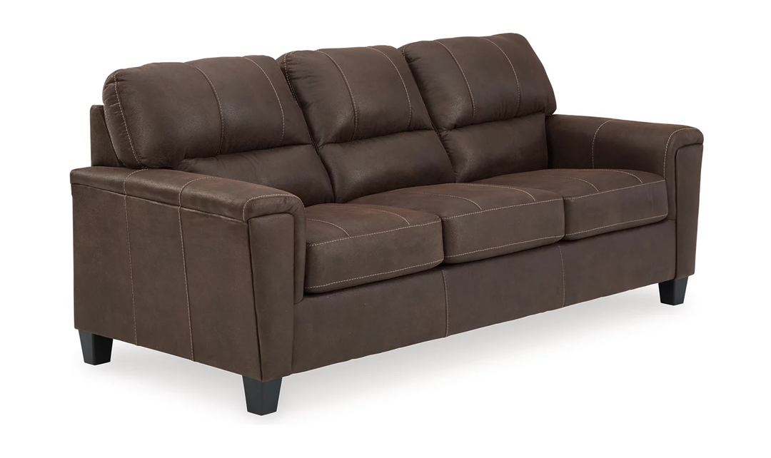 Ashley  Navi 3-Seater Faux Leather Sofa with Track Arms