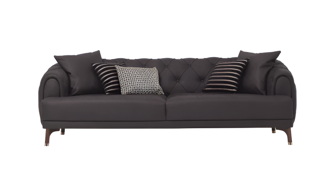 Navona 3-Seater Brown Sofa Bed With Tufted Back