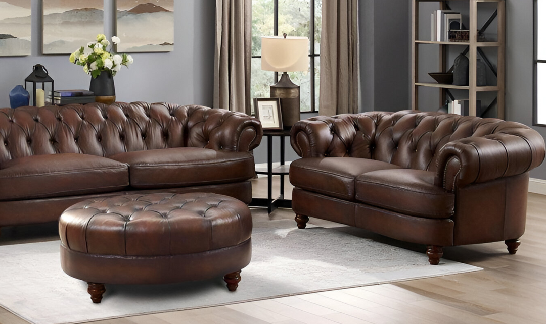 Newport Leather 2-Seater Loveseat With Wooden Legs-Jennifer Furniture