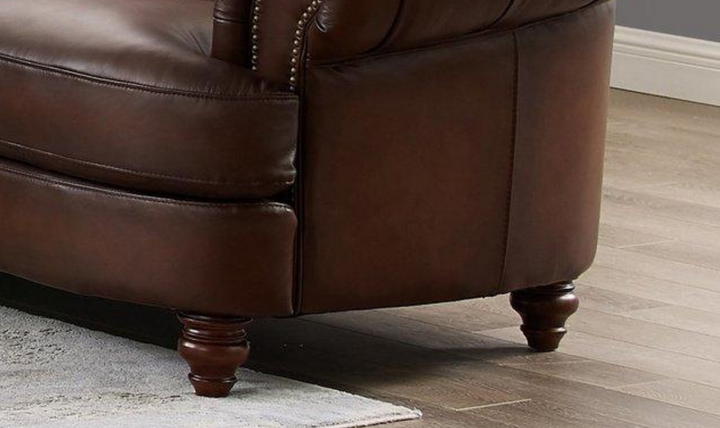 Newport Leather 2-Seater Loveseat With Wooden Legs-Jennifer Furniture