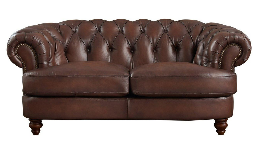 Newport Leather 2-Seater Loveseat With Wooden Legs-Jennifer Furniture