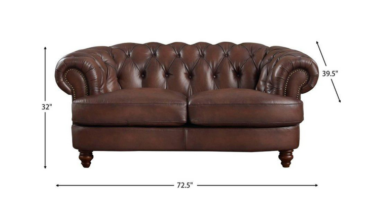 Newport Leather 2-Seater Loveseat With Wooden Legs-Jennifer Furniture