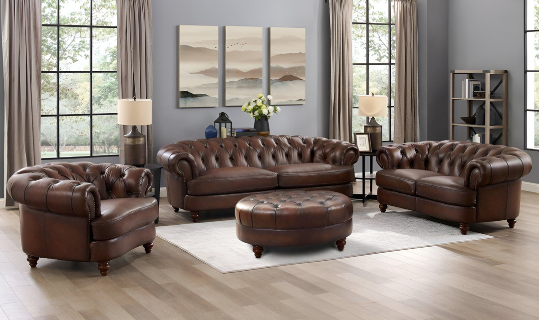 Newport Leather 2-Seater Sofa With Wooden Legs-Jennifer Furniture