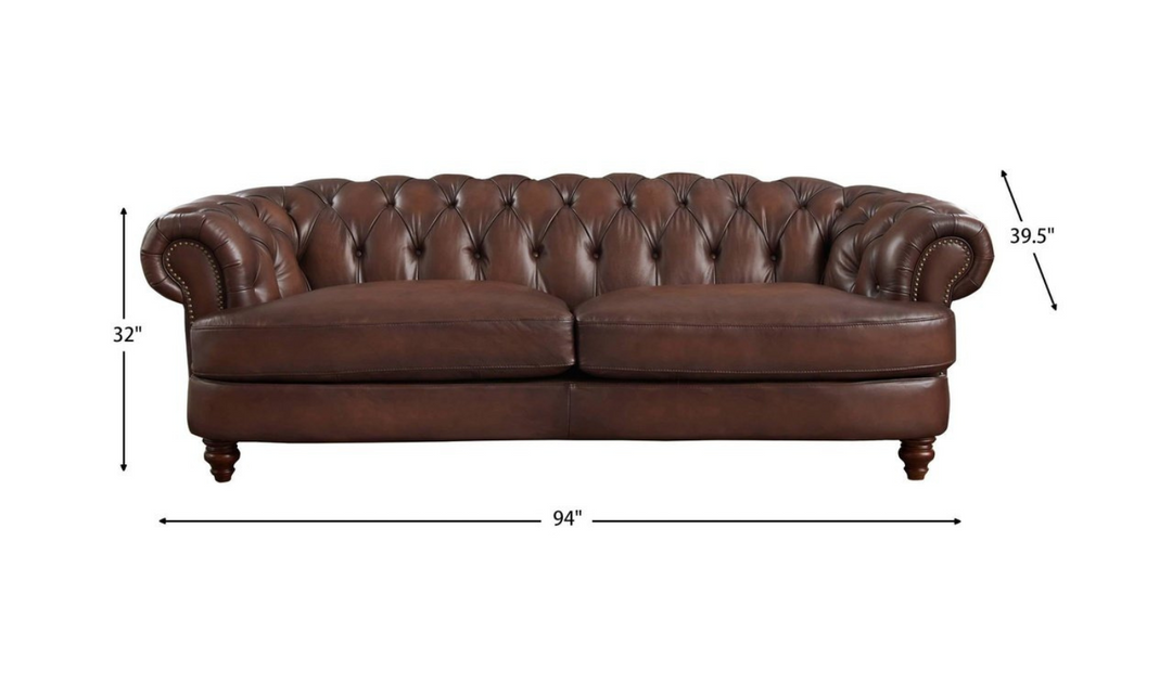 Newport Leather 2-Seater Sofa With Wooden Legs-Jennifer Furniture