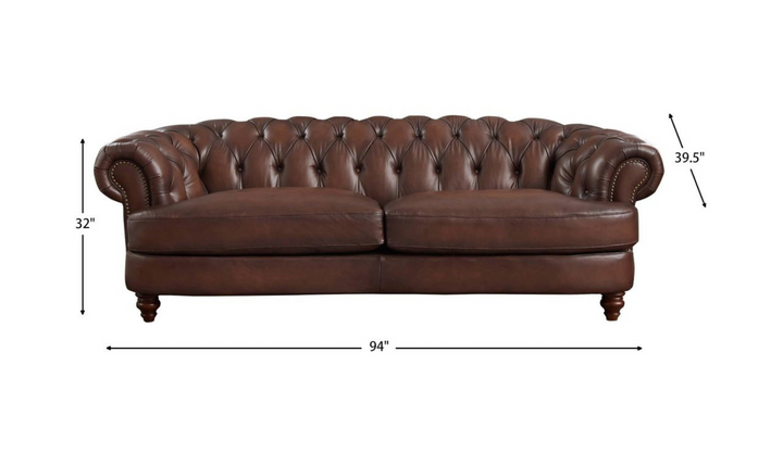 Newport Leather 2-Seater Sofa With Wooden Legs-Jennifer Furniture