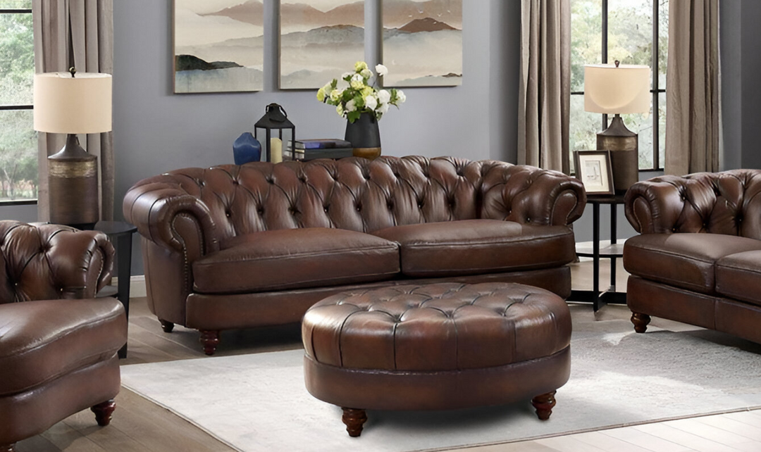 Newport Leather 2-Seater Sofa With Wooden Legs-Jennifer Furniture