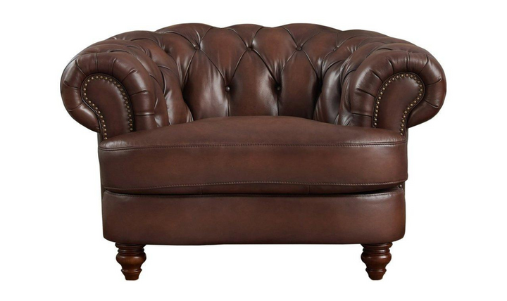 Newport Leather Chair With Wooden Legs-Jennifer Furniture