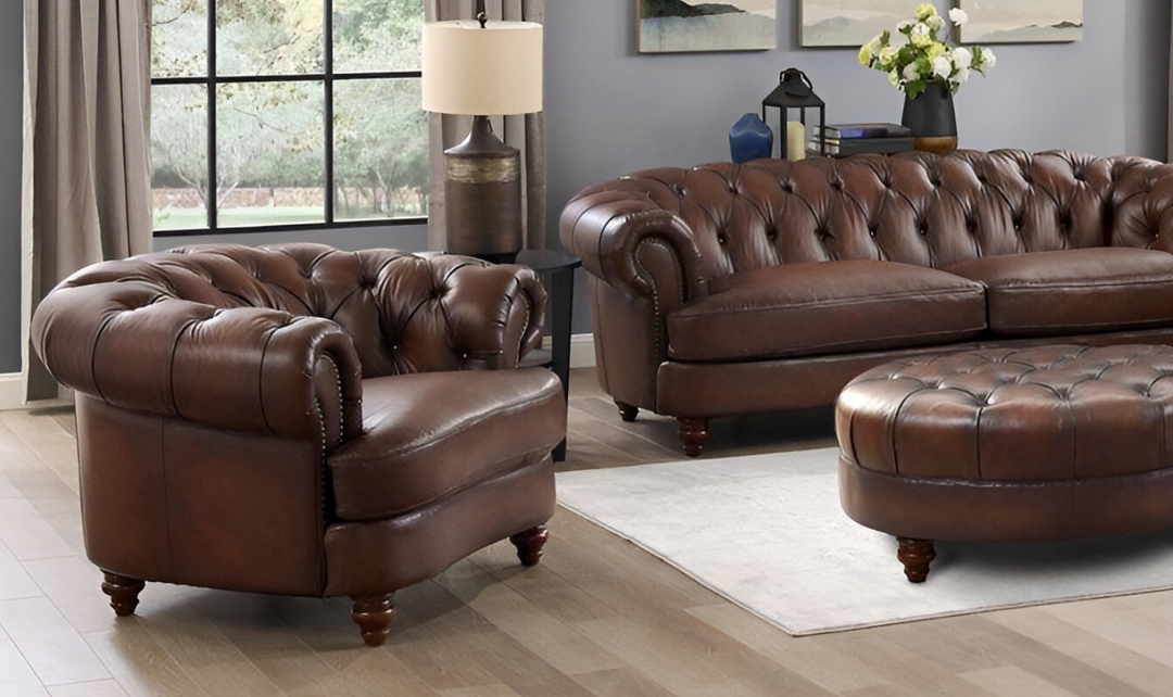 Newport Leather Chair With Wooden Legs-Jennifer Furniture