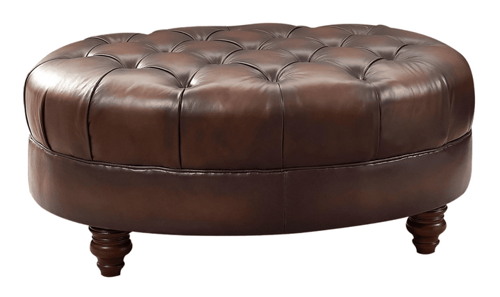 Newport Leather Ottoman With Wooden Legs-Jennifer Furniture