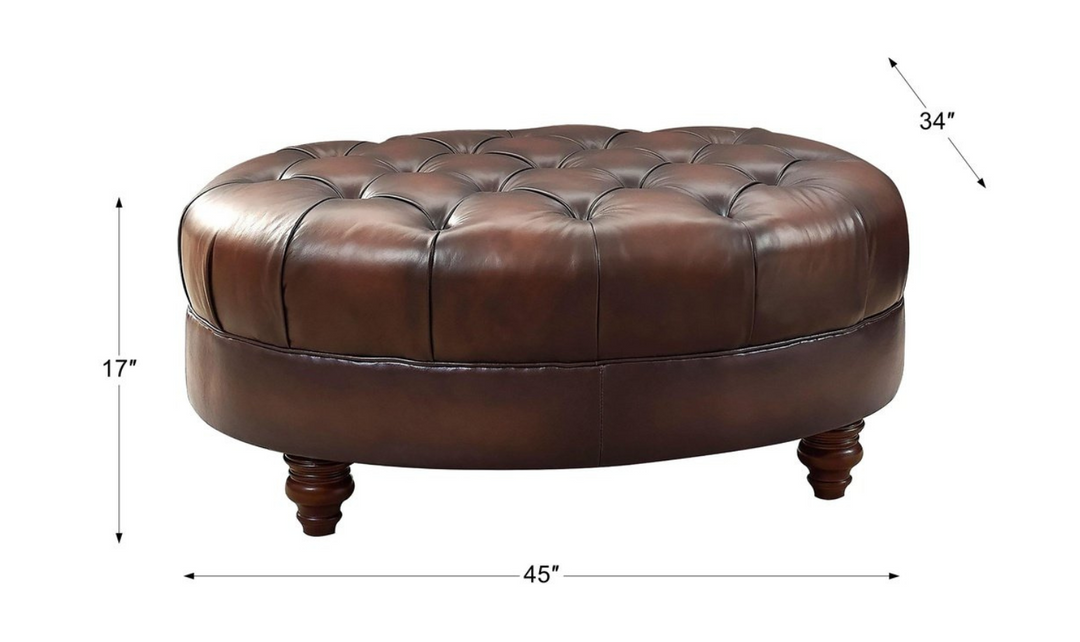 Newport Leather Ottoman With Wooden Legs-Jennifer Furniture