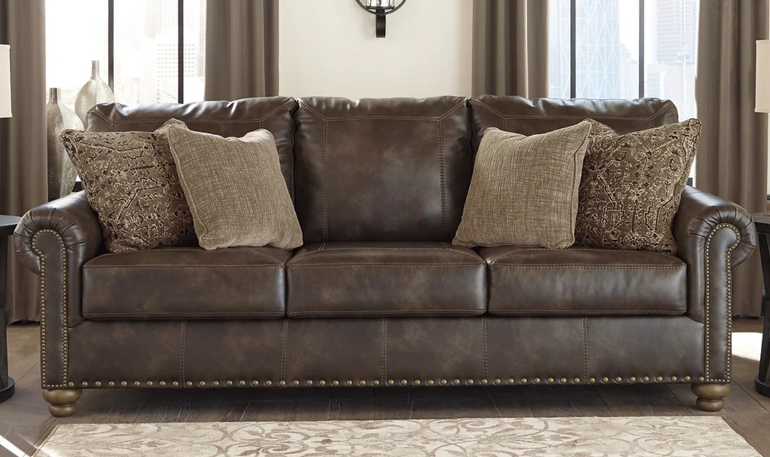 Ashley  Nicorvo 3-Seater Faux Leather Sofa in Brown