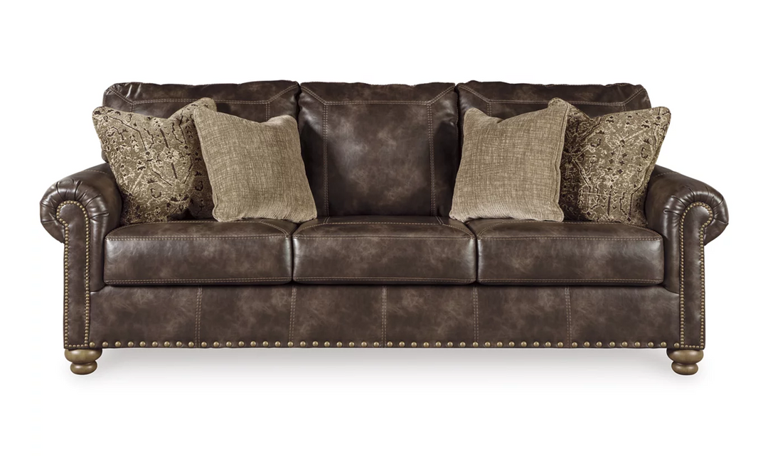 Ashley  Nicorvo 3-Seater Faux Leather Sofa in Brown