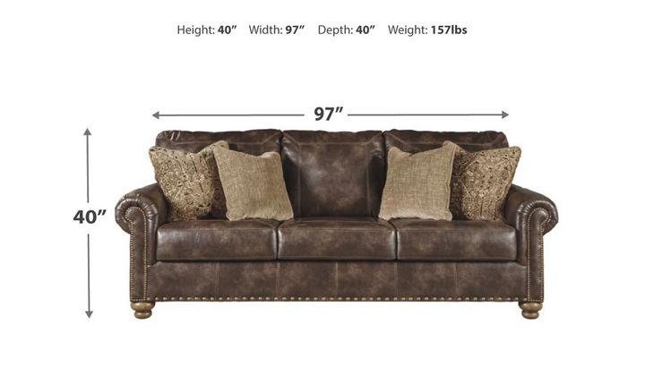 Ashley  Nicorvo 3-Seater Faux Leather Sofa in Brown