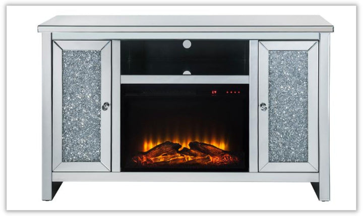 Noralie Electric Mirrored Silver Freestanding Fireplace