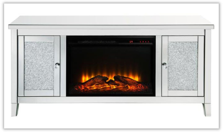 Noralie Electric Mirrored Silver Freestanding Fireplace