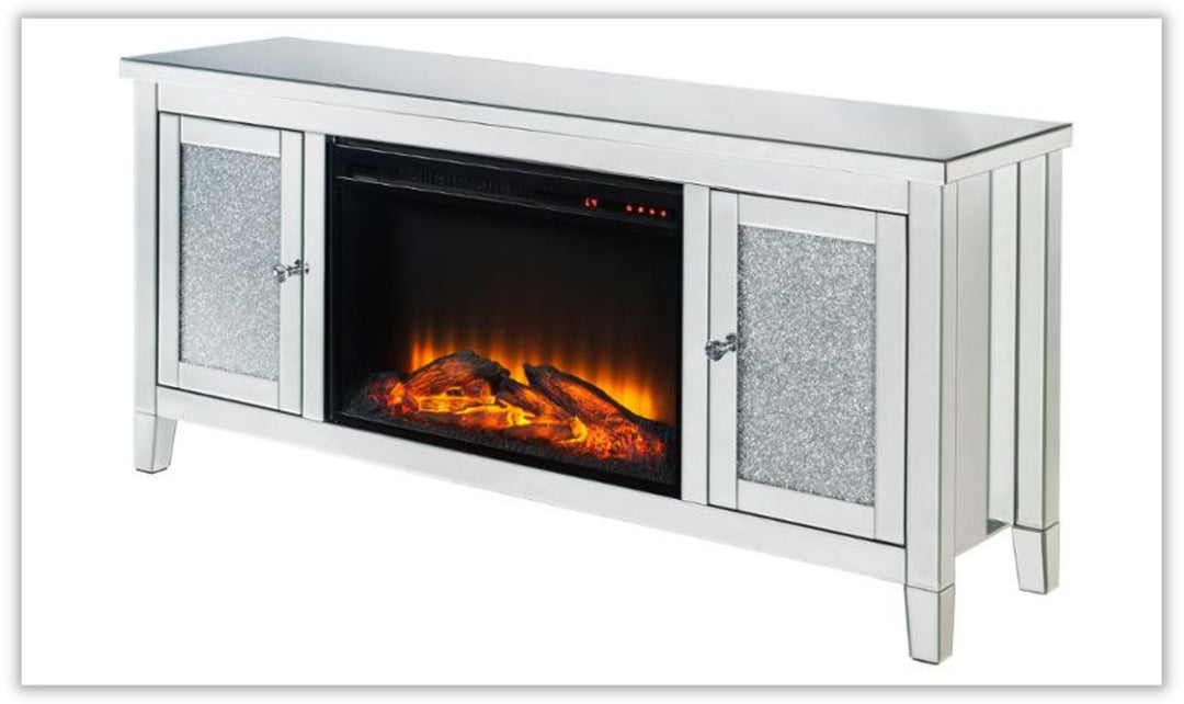 Noralie Electric Mirrored Silver Freestanding Fireplace