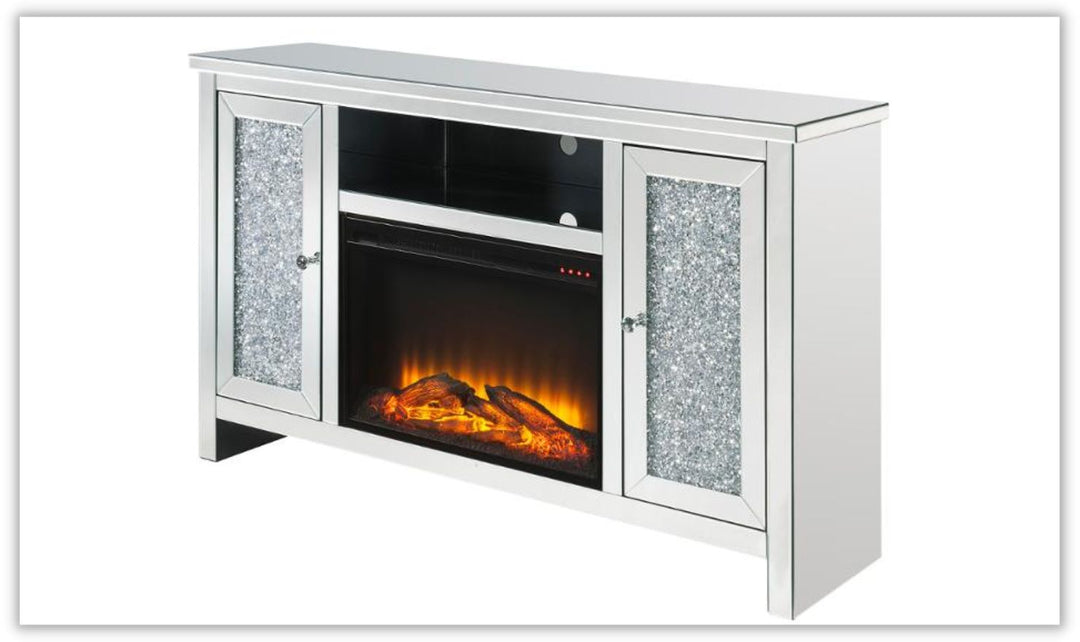 Noralie Electric Mirrored Silver Freestanding Fireplace